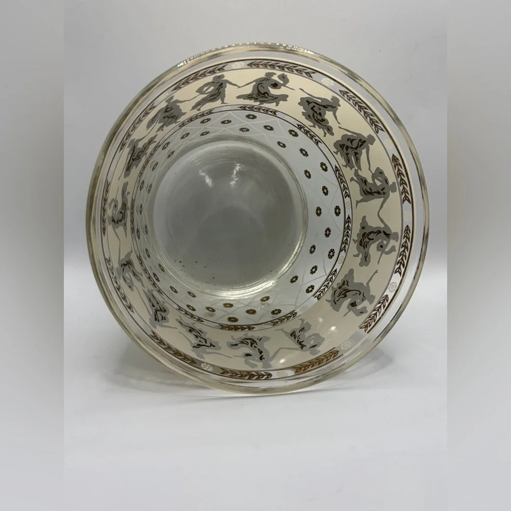 MCM Mid Century Modern Vintage Dancing Gold Grecian Women & Men Glass Ice Bucket